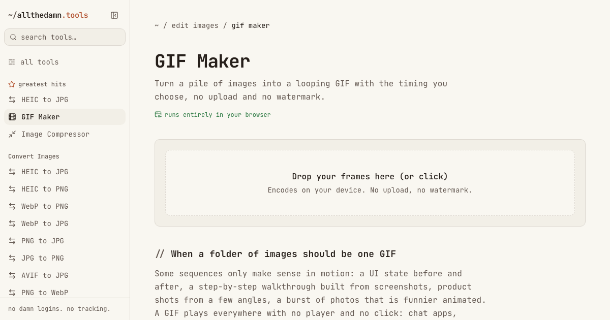 Screenshot of the GIF Maker tool