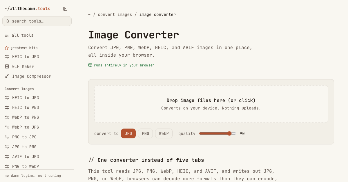 Screenshot of the Image Converter tool