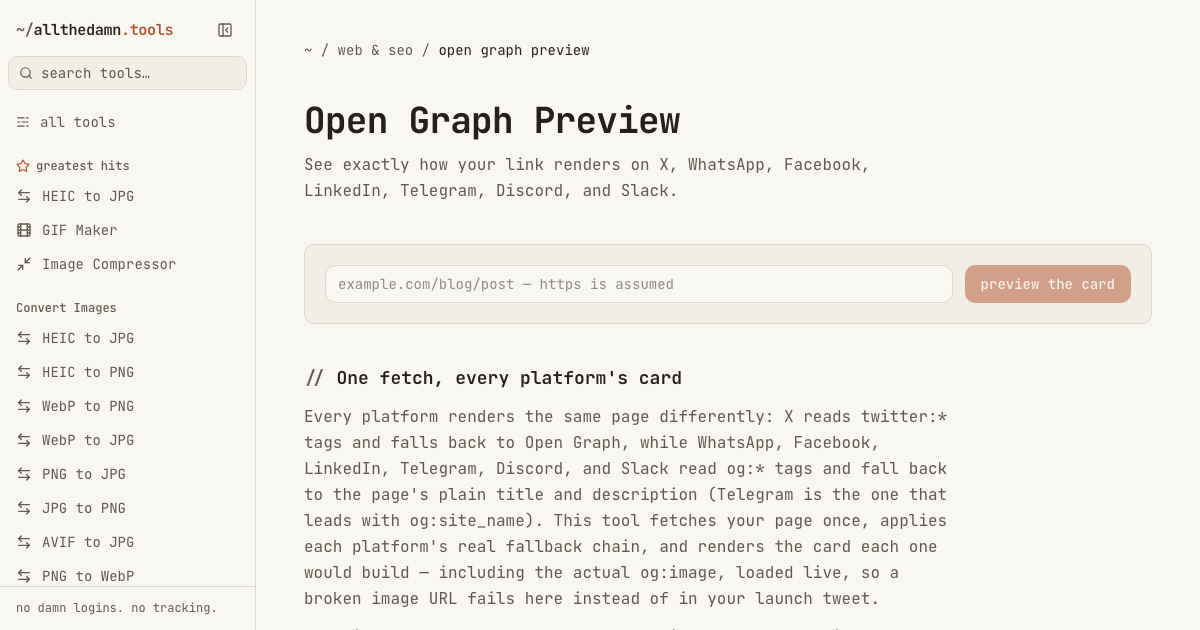 Screenshot of the Open Graph Preview tool