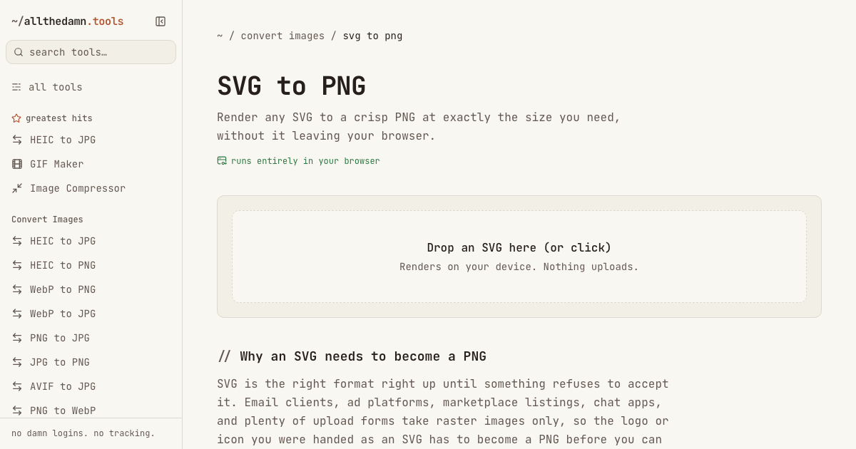 Screenshot of the SVG to PNG tool